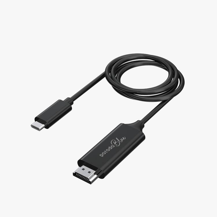 Porodo Blue Type-C to HDMI Ultra HD Cable 2M 4K - Black