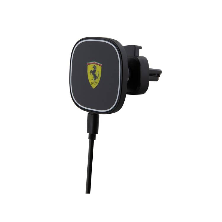 Ferrari Magsafe Car Charger with USB-C Cable, 15W Power, ABS & Aluminum Material, Quick Charging, Magnetic  Wireless Charger, Safe Assurance, Overheat Protection, Usable Horizontal & Vertical Position, 15° Direction Up & Down Adjustment - Black