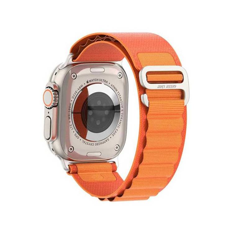 Green Lion Alpine Loop Nylon Strap for iWatch, Comfortable Wearing, Premium Material, Compatible with Apple Watch 42/44/45/49 mm, Available in Various Colors - Orange