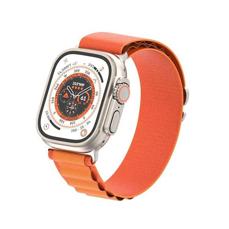 Green Lion Alpine Loop Nylon Strap for iWatch, Comfortable Wearing, Premium Material, Compatible with Apple Watch 42/44/45/49 mm, Available in Various Colors - Orange