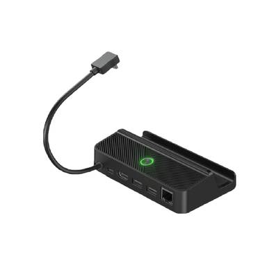 Porodo Gaming Steam Deck Hub with Heat Dissipation Cooling Technology, 1000Mbps Ethernet Gigabit, RGB Lights, 100W Power Delivery, Hight-Speed WLAN - Black