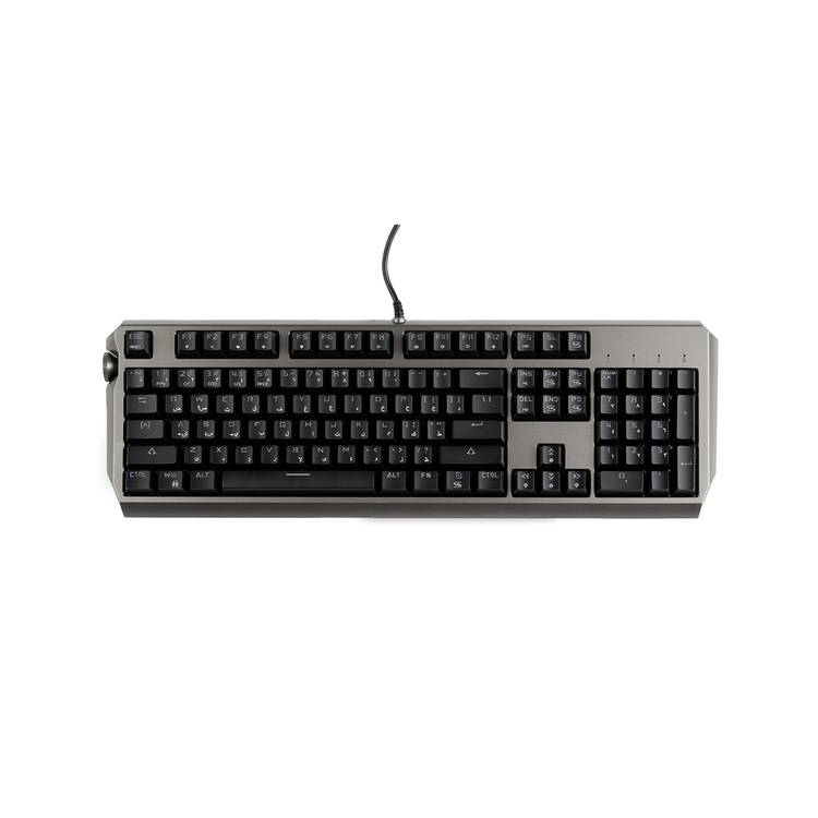 Porodo Gaming Wired Full Keyboard with Red Gateron Switch, Anti-ghosting Keys, Macro Software, English and Arabic Layout, 50 Million Clicks Lifespan, Volume Knob, 104 Pieces Keys - Black