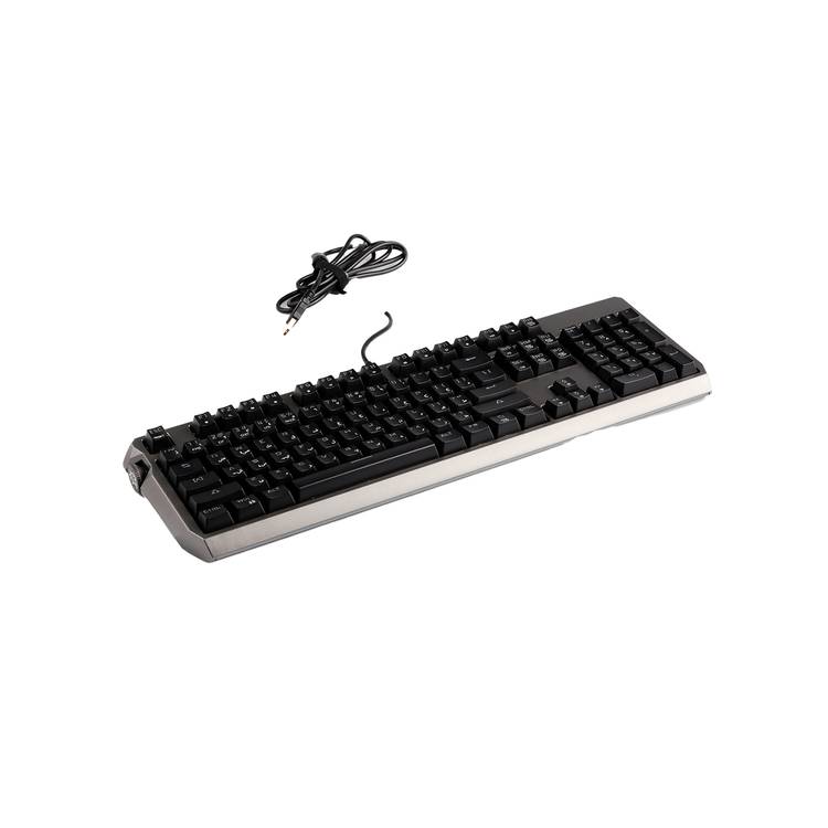 Porodo Gaming Wired Full Keyboard with Red Gateron Switch, Anti-ghosting Keys, Macro Software, English and Arabic Layout, 50 Million Clicks Lifespan, Volume Knob, 104 Pieces Keys - Black