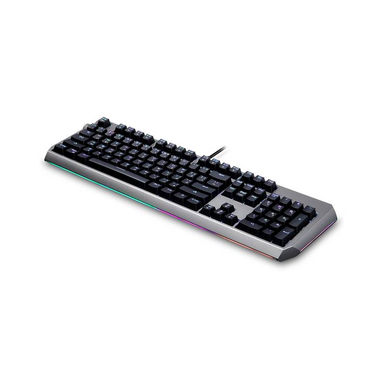 Porodo Gaming Wired Full Keyboard with Red Gateron Switch, Anti-ghosting Keys, Macro Software, English and Arabic Layout, 50 Million Clicks Lifespan, Volume Knob, 104 Pieces Keys - Black