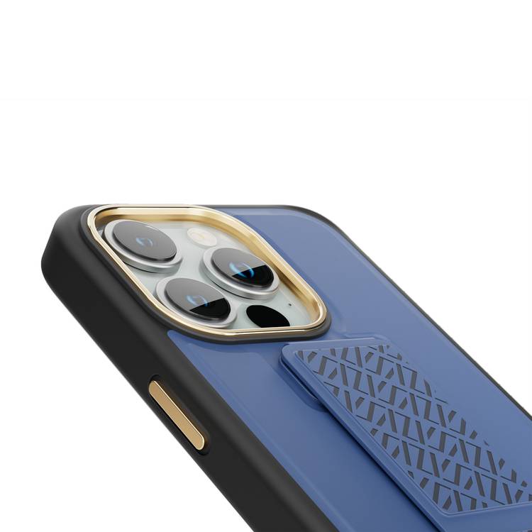 Levelo iPhone 15 Pro for Morphix Cuero Gripstand Case - Blue