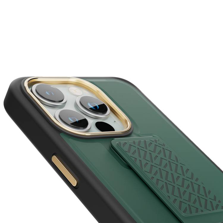 Levelo iPhone 15 Pro for Morphix Cuero Gripstand Case - Green