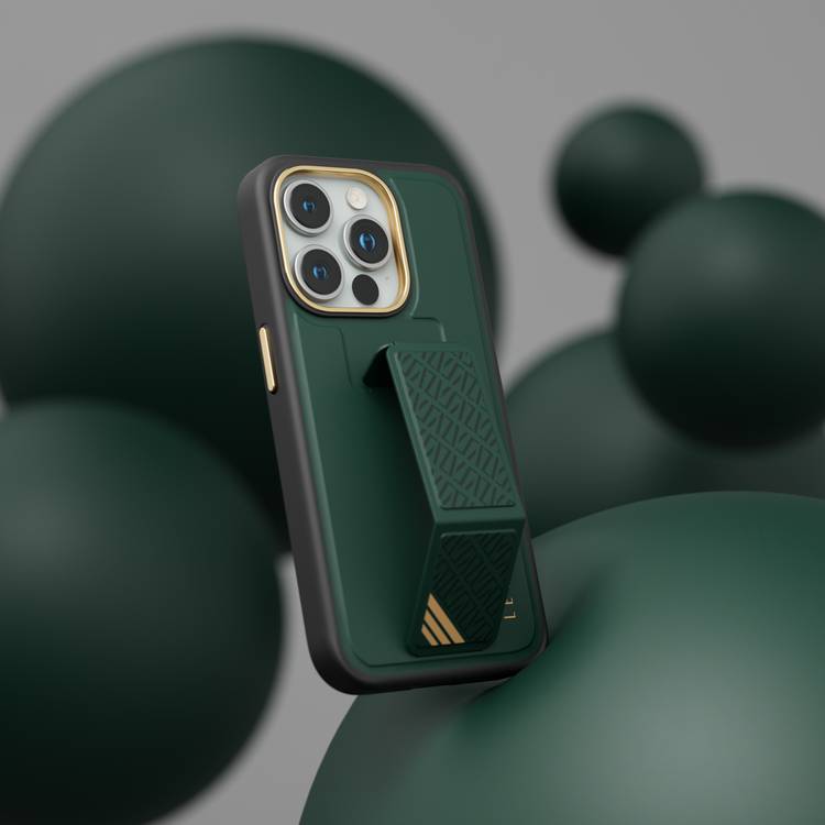 Levelo iPhone 15 Pro for Morphix Cuero Gripstand Case - Green
