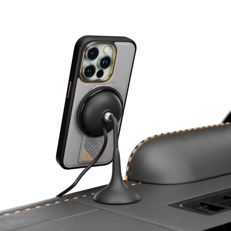 Levelo iPhone 15 Pro For Morphix Cuero Gripstand Case - Grey