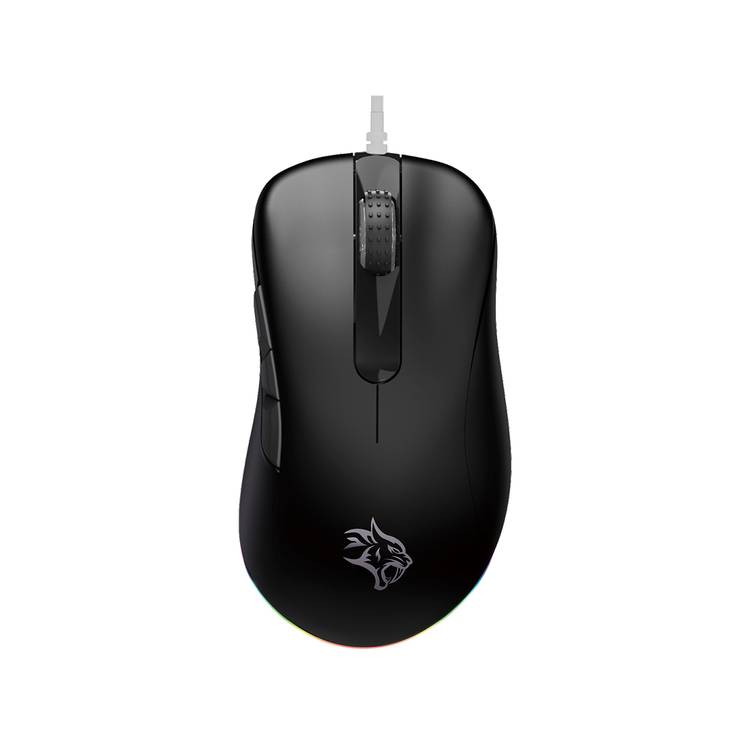 Porodo Gaming Wired Mouse with TTC Switch, 60 Million Clicks Lifespan, 16000 DPI, RGB Light, 400IPS Tracking Speed, USB Plug & Play Connection - Black