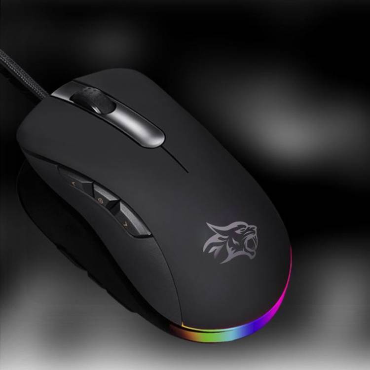 Porodo Gaming Wired Mouse with TTC Switch, 60 Million Clicks Lifespan, 16000 DPI, RGB Light, 400IPS Tracking Speed, USB Plug & Play Connection - Black