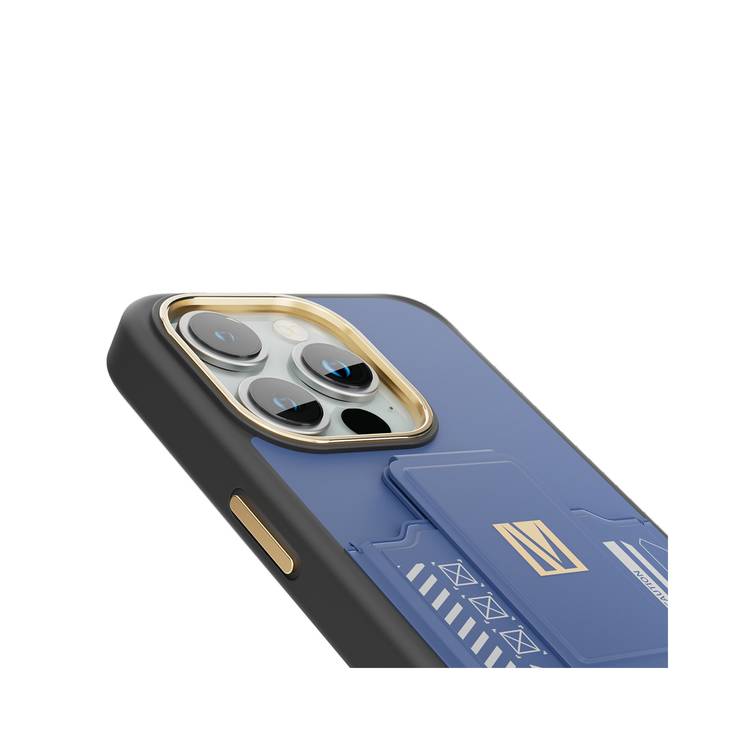 Levelo iPhone 15 Pro For Morphix Gripstand Case With Cardholder - Blue