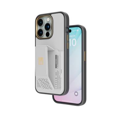 Levelo iPhone 15 Pro For Morphix Gripstand Case With Cardholder - Grey
