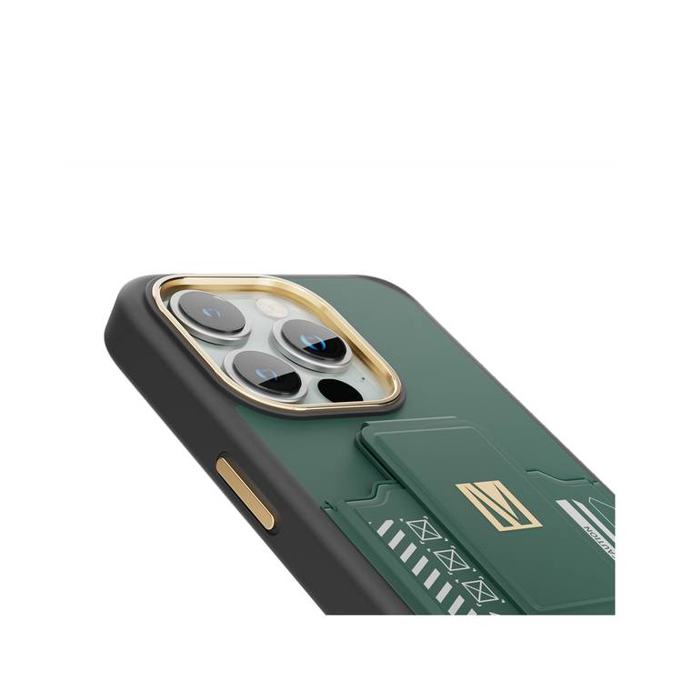 Levelo iPhone 15 Pro Max For Morphix Gripstand Case With Cardholder - Green