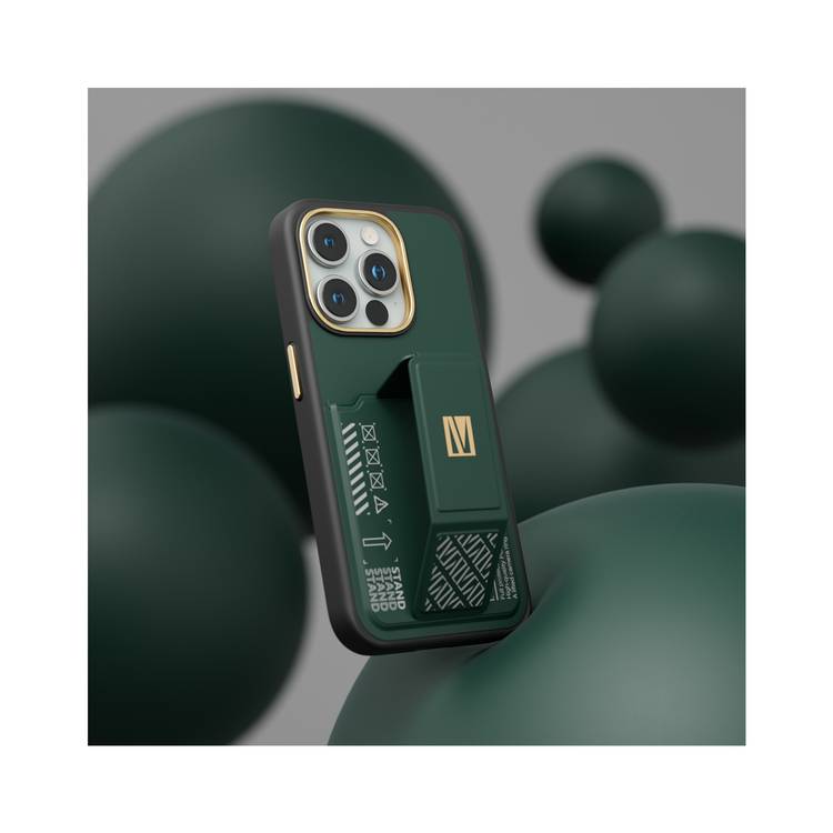 Levelo iPhone 15 Pro Max For Morphix Gripstand Case With Cardholder - Green