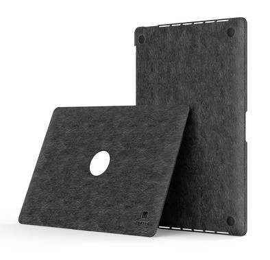 Levelo Gevena Leather MacBook Pro 16" Cover, Secure and Lightweight, Silicone Bottom Base, Precise Cutouts, Ultra Slim - Black