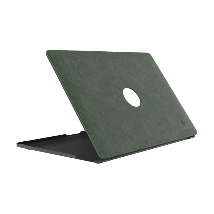 Levelo Gevena Leather Macbook Pro Cover 15" with Silicone Bottom Base, Non-Slip Surface, Ultra-Thin, Secure & Lightweight - Dark Green