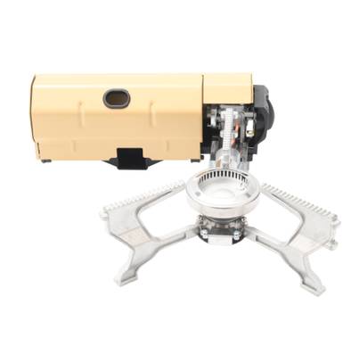 Porodo Lifestyle Camping Mini Single Burner Gas Stove, 2600W, Stainless Steel, Copper, Aluminum, Nylon Material, Electronic  Ignition Mode, Portable - Beige 
