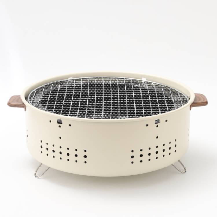 Porodo Lifestyle Camping Mini Outdoor Round BBQ/Charcoal Grill - Light Brown