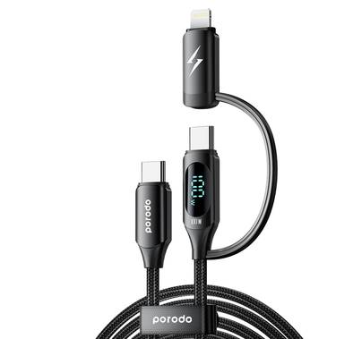 Porodo 2-IN-1 Charging Cable with Digital Display, Fast C...