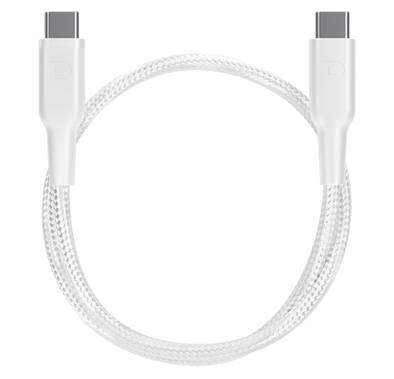 Powerology Braided USB-C to USB-C Data & Fast Charge 30cm/0.98ft Cable, PD 60W, More Than 30000 Bends Life Span- White