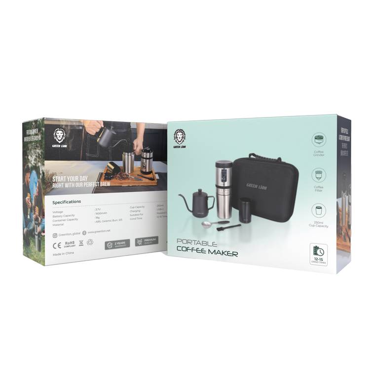 Green Lion Portable Coffee Maker Kettle Stainless Steel  - Black