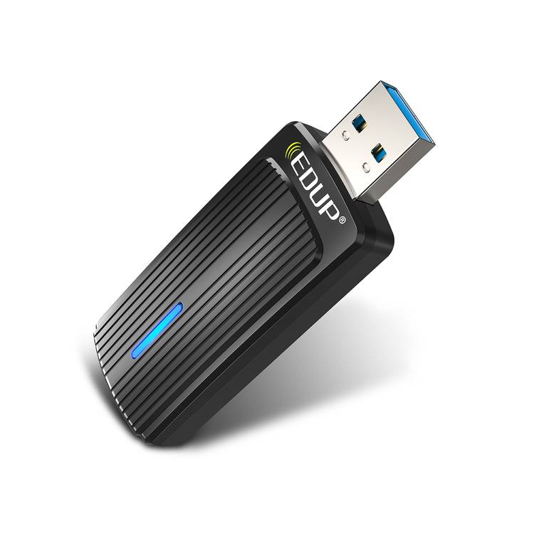 Porodo Dual Band WiFi Adapter with 2dBi High Gain Antenna, Dual Band, High Speed USB 3.0 Interface, Windows & OS Compatibility - Black