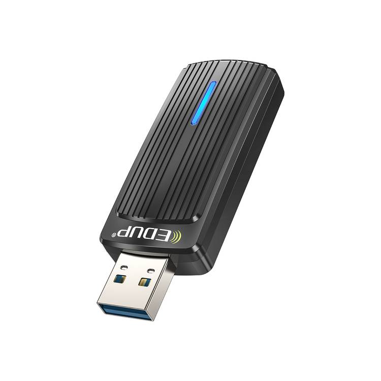 Porodo Dual Band WiFi Adapter with 2dBi High Gain Antenna, Dual Band, High Speed USB 3.0 Interface, Windows & OS Compatibility - Black