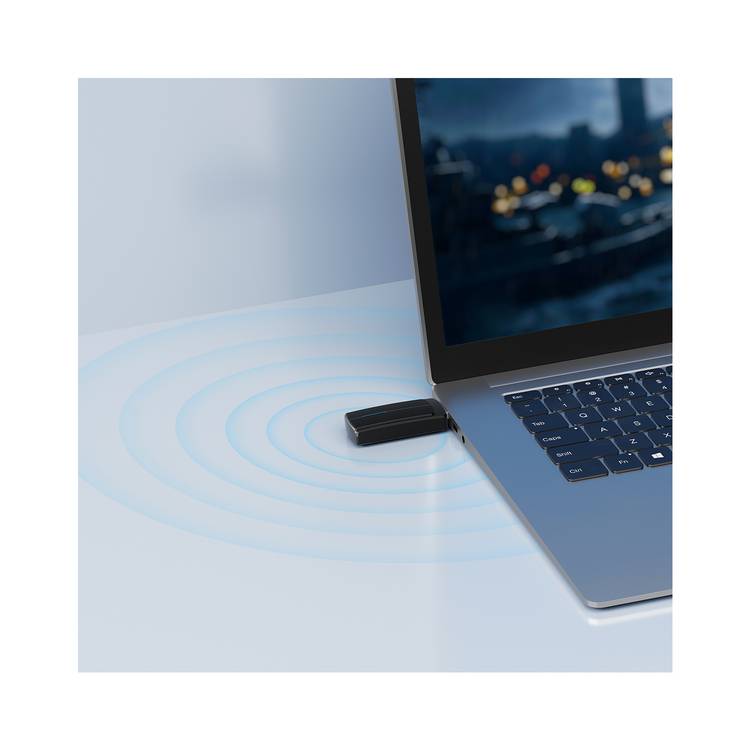 Porodo Dual Band WiFi Adapter with 2dBi High Gain Antenna, Dual Band, High Speed USB 3.0 Interface, Windows & OS Compatibility - Black