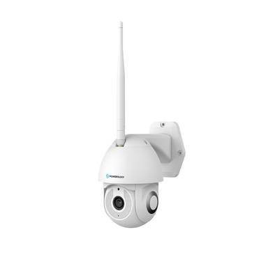 Powerology Advanced Outdoor Camera with 360-degree Viewing Angel, Full-color Night Vision, Auto-tracking, Motion Sensor, 3MP Resolution, Real Time Monitoring, 12 LED Lights, IP65 Waterproof - White
