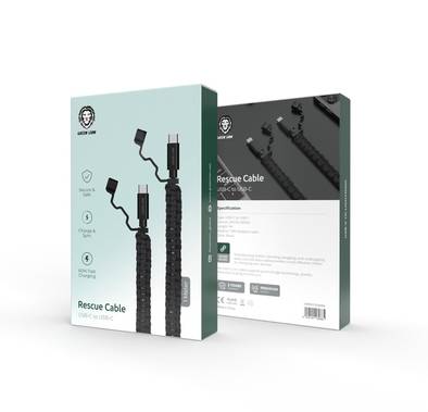 كابل إنقاذ Green Lion USB-C إلى USB-C (1 متر) - أسود