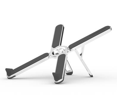 Powerology Aluminium Alloy Foldable Laptop Stand, 20Kg Weight Handling Capacity, 7 Height Levels, up to 17" Devices Compatible - Silver
