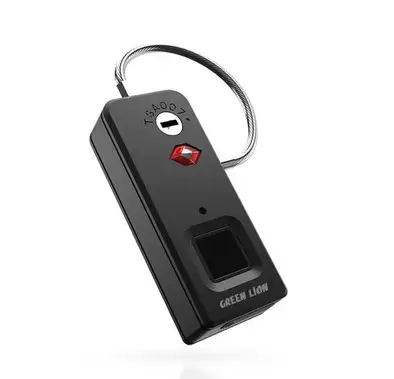Green Lion Fingerprint Padlock, High-Teach Chip, IP65 Waterproof, Anti-Theft Protection, 10 Fingerprint Storage, Fingerprint 0.5s Unlock - Black