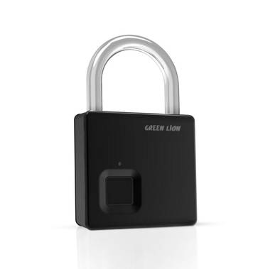 Green Lion Mini Fingerprint Padlock, Anti-Theft Protection, High-Tech Chip, Zinc Alloy + Steel Wire - Black