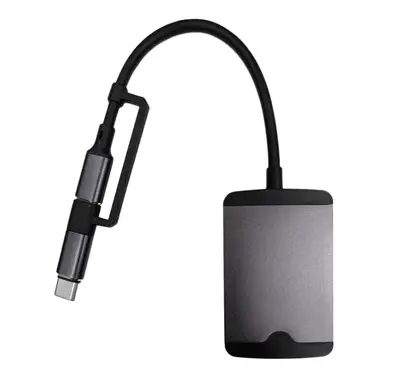 Green Lion 5 in 1 Mini MultiFunction Hub ( Type-C/Lightning/SD/TF/AUX/USB ) - Grey