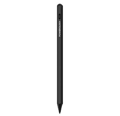Powerology 1.5mm Tip Smart Pencil for 2018-2022 iPad Models, Built-in Bluetooth Connection, Color LED Indicators, Magnetic Wireless Charging, Tilt Pressure Sensitivity - Black