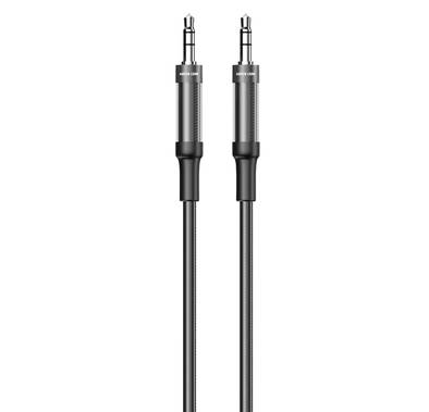 Green Lion AUX to AUX Braided Cable, 10000 Bends Life Span, Durable Material, 1m Cable Length, Copper Core, Stable Signal - Black