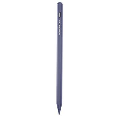 Powerology 1.5mm Tip Smart Pencil for 2018-2022 iPad Models, Built-in Bluetooth Connection, Color LED Indicators, Magnetic Wireless Charging, Tilt Pressure Sensitivity - Blue