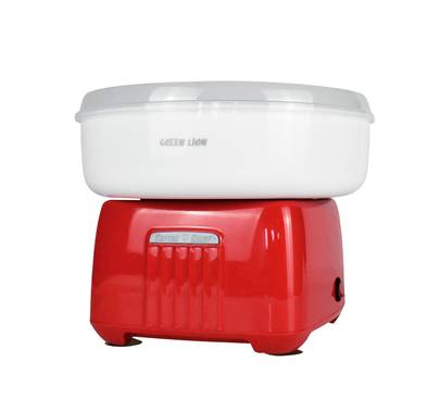 Green Lion Cotton Candy Maker with Measuring Spoon, Simple and Easy to Use, Easy to Clean and Disassemble, Turntable, Mesh, Undertake Tray & Cover - Red