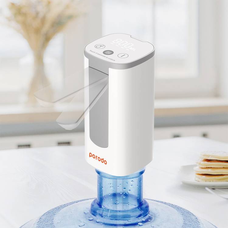 Porodo Lifestyle Automatic Portable Digital Water Dispenser with Universal Bottle Compatibility - White