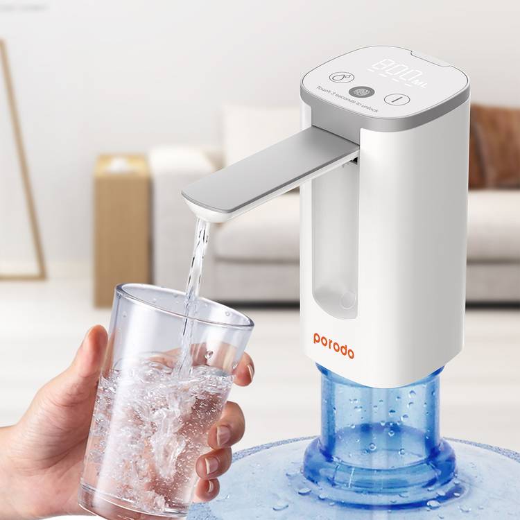 Porodo Lifestyle Automatic Portable Digital Water Dispenser with Universal Bottle Compatibility - White
