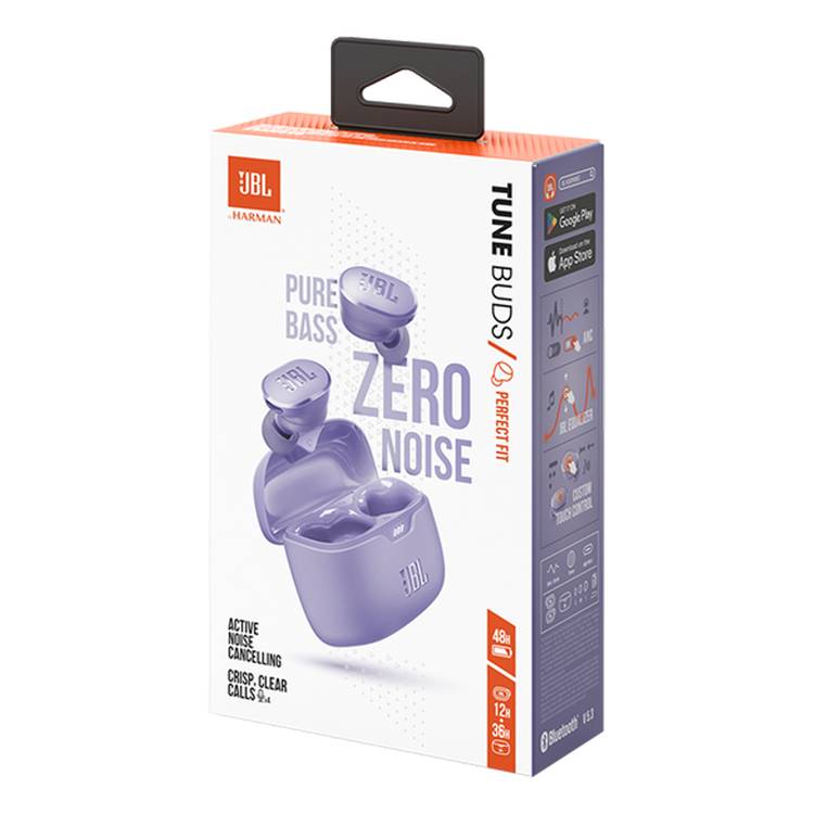 JBL Tune Buds True Wireless In-Ear Earbuds with Built-in Microphone, 48 Hours Battery Life, Active Noise Cancelling, Water Resistant & Dust Proof, Voice Assistant Integration, Touch Control, Fast Charge, Multi-point Connection, Hands Free Calls - Purple