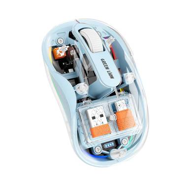 Green Lion Wireless Turtle Mouse, Connects to Up to 3 Devices Simultaneously, 3 Million Times Clicking Life, Up to 2400DPI Resolution, Rechargeable 400mAh Battery, 10m Distance Range - Blue