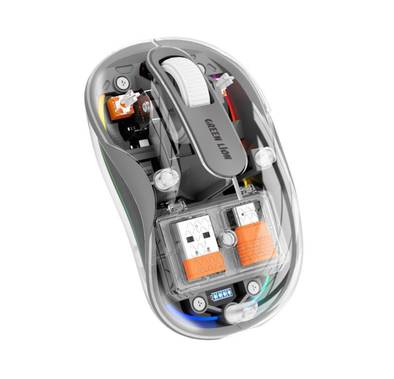 Green Lion Wireless Turtle Mouse, Connects to Up to 3 Devices Simultaneously, 3 Million Times Clicking Life, Up to 2400DPI Resolution, Rechargeable 400mAh Battery, 10m Distance Range - Gray