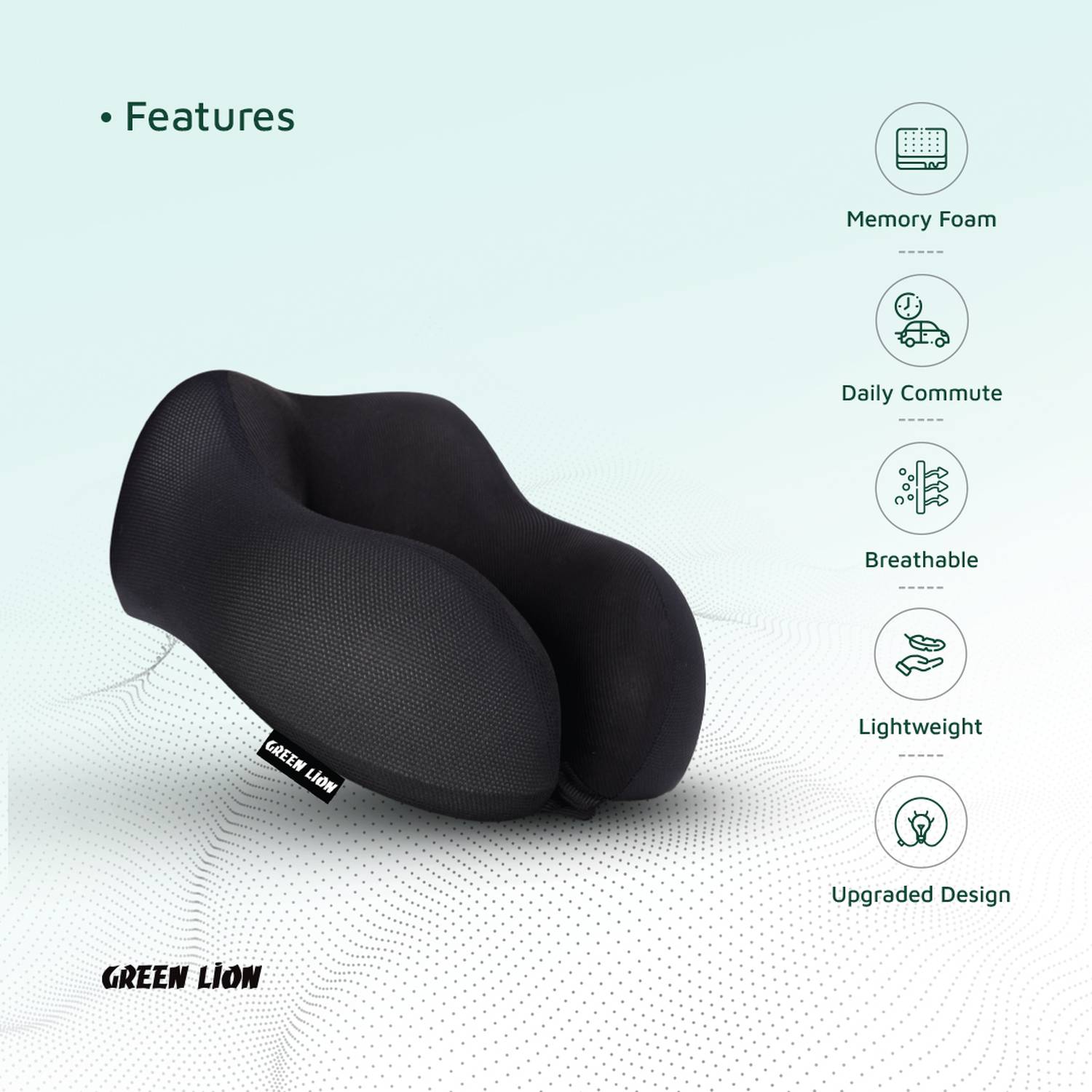 Shop Green Lion Memory Foam Neck Pillow Black GNMEFMNECKBK