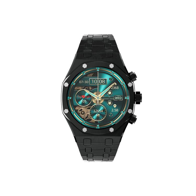 Porodo Cristallo AP Smart Watch 49mm with 1.43" AMOLED Display, 466x466p Resolution, 260mAh Lithium Polymer Battery, Bluetooth V3.0, V5.0, IP68, 128MB Flash Memory, 7-15 Days Working Time - Black 