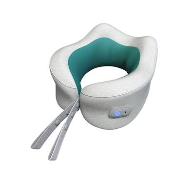 Porodo Travel Pillow 360 Massager with Breathable & Washable Cover, 9 Hours Working Time, 2000mAh Battery Capacity, 15 Minutes Timer, 180° Flexible - Gray