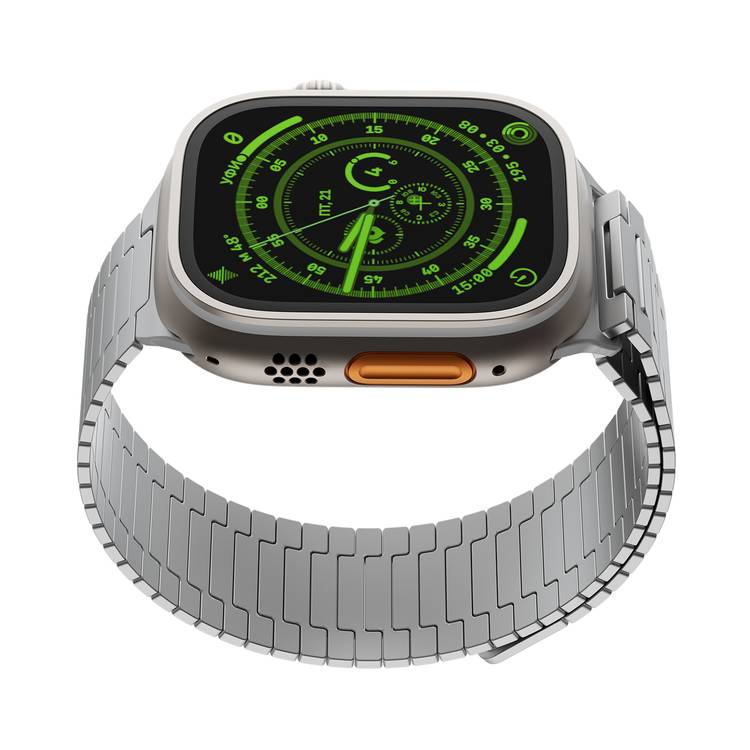 Levelo Milano Watch Strap for Apple Watch 49/46 mm, Lightweight & Highly Durable, Adjustable Links, Hypoallergenic Material, Anti-Oxidation Technology - Titanium