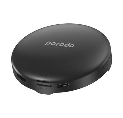 Porodo Wireless Carplay & 4G Router Convert Wired to Wireless Supports Split Screen, 4GB + 64GB Memory, Bluetooth 5.0, Sim Slot, Android 13 Operating System - Black 