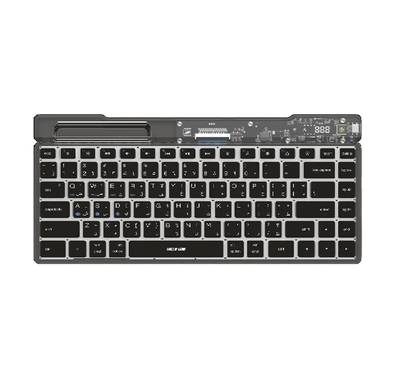 Green Lion Transparent Keyboard Scissor Foot Structure with Phone Cradle, LED Display, Intelligent Energy Saving, Touch Power Switch, 3 Million Keystroke Life, 500mAh Battery - Black