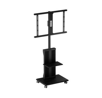 Porodo Mobile TV Stand with 35kg Maximum Weight Capacity, 32"-75" Screen Size Compatibility, Dynamic Swivel & Tilt, Up to 1.36m Height Adjustability - Black